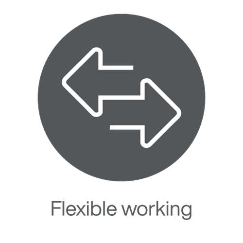 Icon with arrows pointing left and right representing flexible working as a benefit